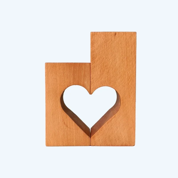 جاشمعی چوبی قلب شکل دو تکه خودرنگ