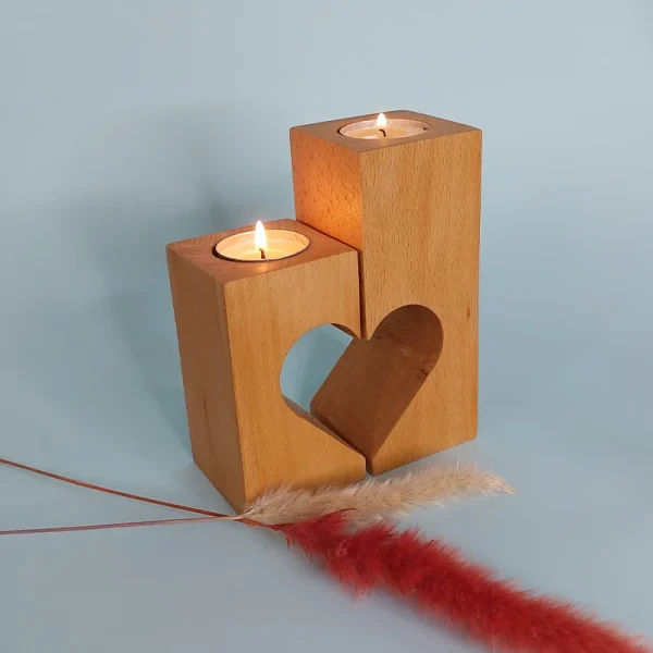 جاشمعی چوبی قلبی شکل رنگ چوب راش