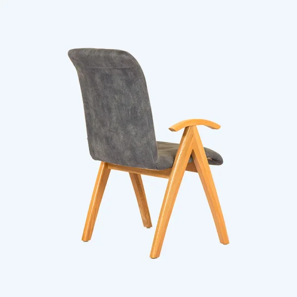 صندلی ناهارخوری چوبی ساده و شیک با دسته کمانی و نشیمن و پشتی پارچه