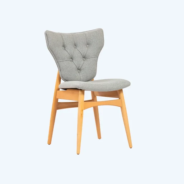 صندلی غذاخوری چوبی مدرن پشت لمسه طوسی رنگ