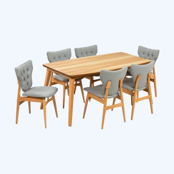 ست 6 نفره میز و صندلی غذا خوری چوبی مدرن و ساده