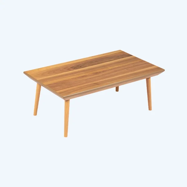 میز وسط جدید مستطیلی شکل چوب راش عسلی رنگ با پایه گرد