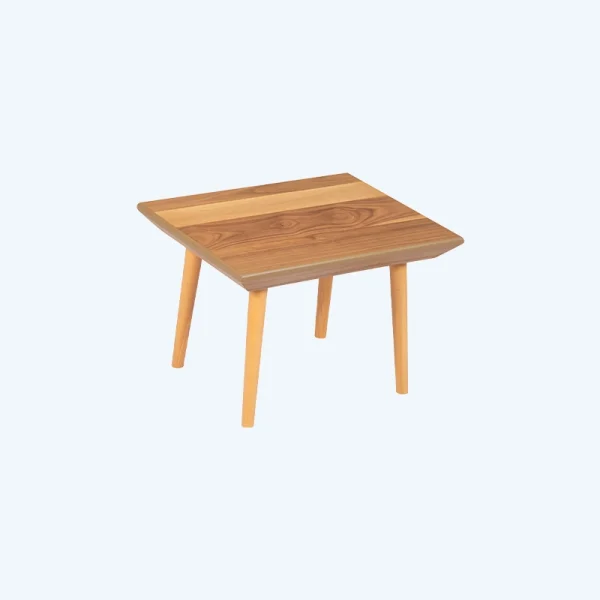 میز کنارمبلی چوبی مستطیلی با پایه گرد رنگ چوب