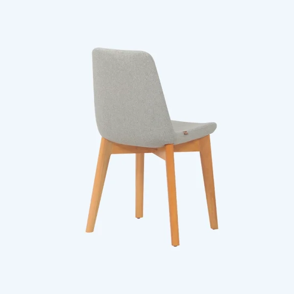 صندلی غذاخوری چوبی مینیمال پشت پارچه طوسی رنگ