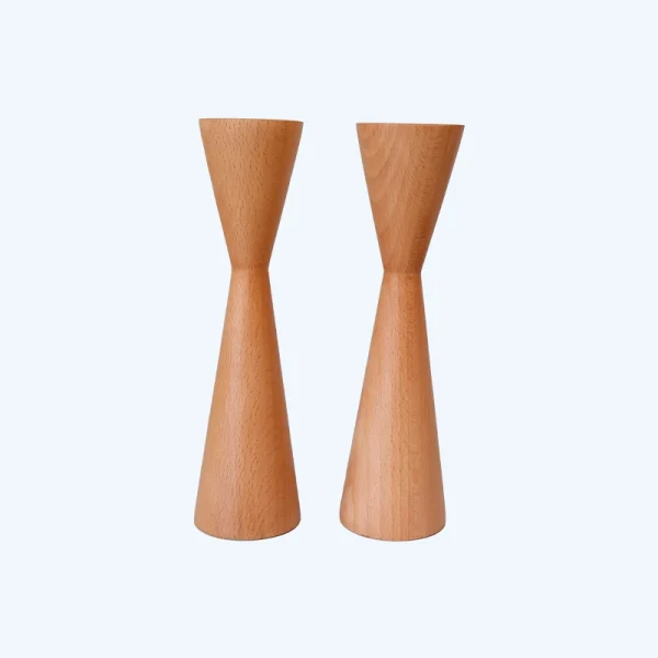 شمعدان چوبی مینیمال دو عددی مناسب شمع قلمی